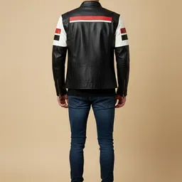 Mast & Harbour Men Striped Leather Tailored Jacket image 4