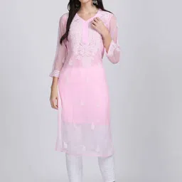 KHAKA Women Ethnic Motifs Embroidered Chikankari Kurta with Trousers & Dupatta-image-51