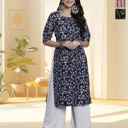 HERE&NOW Women Pack of 3 Floral Printed Daily Straight Kurtas-picture-25