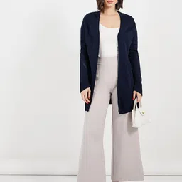 Styli Oversized Fit Self Design Front-Open Longline Acrylic Cardigan Sweater image 4