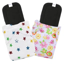 Babymoon Washable & Reusable Cloth Diaper Pocket With Grey Insert Pack of 2 - White Pink-picture-26