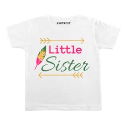 KNITROOT Half Sleeves Little Sister Printed Tee - White-picture-28