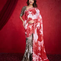Mitera Tie and Dye Poly Chiffon Saree-image-1
