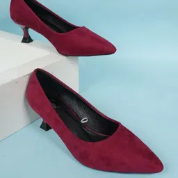 Dollphin Women Textured Suede Party Kitten Sandals-picture-29