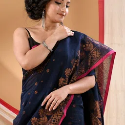 DESH BIDESH Ethnic Motifs Woven Design Zari Saree image 1