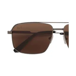 MacV Unisex Brown Lens & Gunmetal-Toned Rectangle Sunglasses with image 3