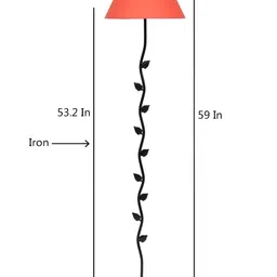 Devansh Black & Orange-Color Cotton Floor Lamp With Shade image 2