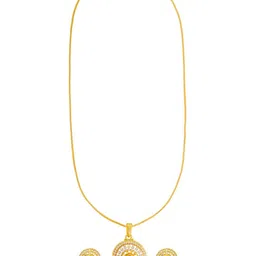 Shining Jewel - By Shivansh Gold-Plated Cubic Zirconia-Studded Round Pendant Jewellery Set image 3