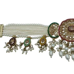 AASHISH IMITATION American Diamond Studded & Beaded Jewellery Set image 4