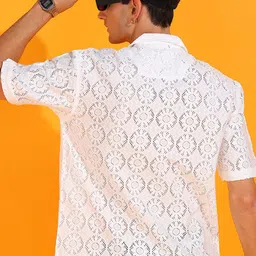 INDICLUB Men Cuban Collar Textured Casual Shirt image 3