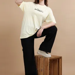 MORSE CODE Printed Pure Cotton Round Neck Oversized T-shirt image 2