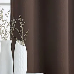 BFAM Brown Set of 2 Black Out Door Curtain image 3