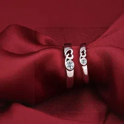 J.S ENTERPRISES Unisex Set of 2 Stainless Steel Stones Studded Heart-Link Finger Ring-picture-22