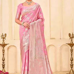 SANISA Ethnic Motifs Zari Silk Blend Handloom Saree-picture-37