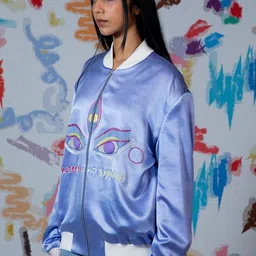 Arya Giri Women Cotton Crop Bomber with Patchwork Jacket image 5