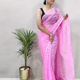 DIVASTRI Floral Net Saree image 2