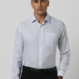 Van Heusen Men Spread Collar Vertical Striped Cotton Slim Fit Formal Shirt-picture-29