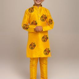 DEVOILER Boys Floral Printed Mandarin Collar Straight Kurta-picture-23