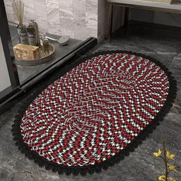 Kuber Industries Black & Red 3 Pieces Printed Cotton Doormats image 2