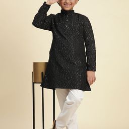 Pro-Ethic STYLE DEVELOPER Boys Paisley Embroidered Regular Pure Cotton Kurta with Pyjamas-picture-0