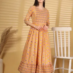 RANGEELO JAIPUR Women Ethnic Motifs Print Fit & Flare Maxi Dress image 4