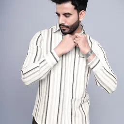 INKMAN Men Striped Casual Shirt-image-4