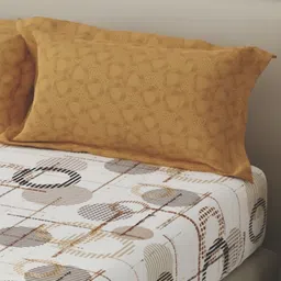 Layers BasicX Yellow Printed Cotton 120TC Double Bedsheet & 2 Pillow Covers 2.54x2.24m image 3