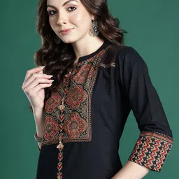 Indo Era Printed Pure Cotton A-Line Tunic & Trousers Co-Ord Set image 2