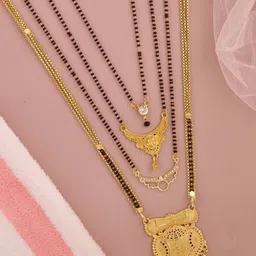 Bhanu diam Gold-Plated Brass Mangalsutra image 1