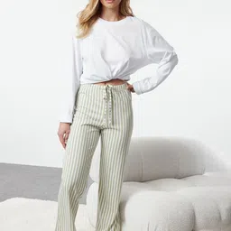 Trendyol Striped Pure Cotton Lounge Pants image 1