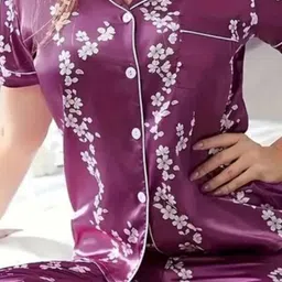 NIJANAND TEXTILE Floral Printed Shirt With Pyjamas image 2