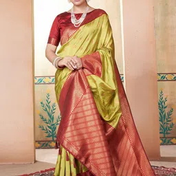 LeeliPeeri Designer Ethnic Motifs Zari Silk Blend Kanjeevaram Saree image 5