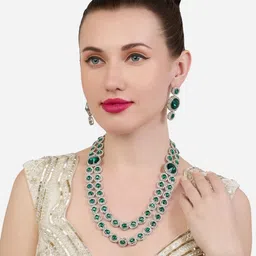 AMI Silver-Plated Austrian Diamonds Studded Jewellery Set image 2