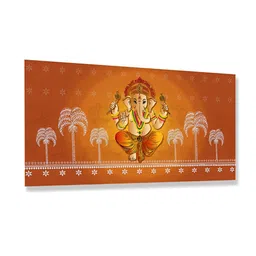 nestroots Orange Colored & Red Lord Ganesha Printed Religious Canvas Painting Wall Art image 2
