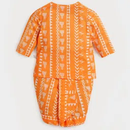 Somersault Infant Boys Geometric Printed Pure Cotton Kurta Dhoti Set image 3