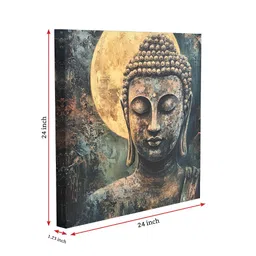 RANDOM Yellow & Grey Buddha Religious Canvas Wall Art image 5