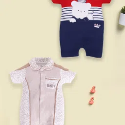 BABY GO Infant Boys Pack Of 2 Printed Pure Cotton Rompers-picture-10