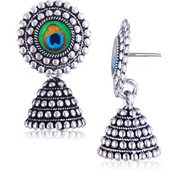 Sangria Peacock Shaped Jhumkas Earrings image 4