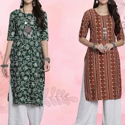Ethnic basket Women Pack Of 2 Multicoloured Crepe Kurtas-picture-15
