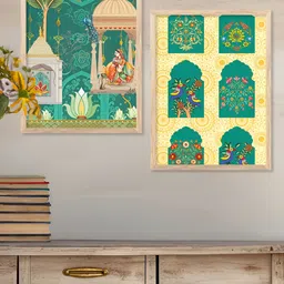 Kotart Brown & Green 2 Piece Wood Abstract Wall Paintings image 2