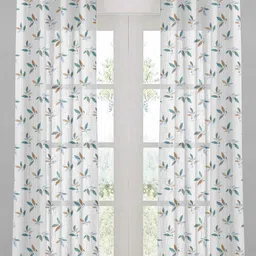 HOMEBREW FURNISHINGS White & Green 2 Pieces Linen Long Door Curtains-picture-15