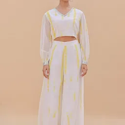 Niyaksha Woman Printed V-Neck Top & Palazzos Co-Ords Set image 3