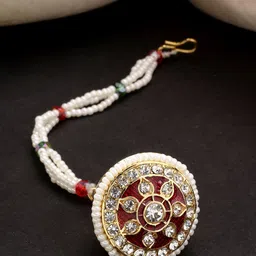 Anouk Gold-Plated Cubic Zirconia Studded & Beaded Maang Tikka-picture-20