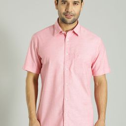 Indian Terrain Men India Slim Spread Collar Solid Cotton Slim Fit Casual Shirt-picture-22