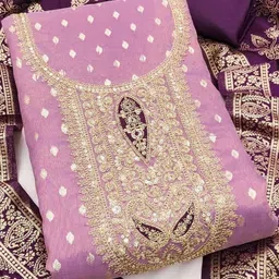 kalini Lavender Simmer Silk Jacquard With Codding Work Unstitched Dress Material-picture-17