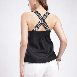 fusion by glitchez Geometric Embroidered Styled Back Top image 3
