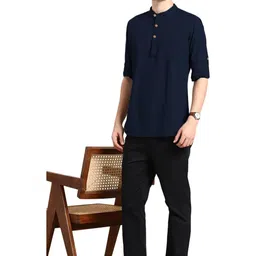 RawCraft Men Band Collar Kurta image 4