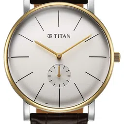 Titan Elegance Quartz White Round Dial Leather Men's Watch - 90203BL01 image 2