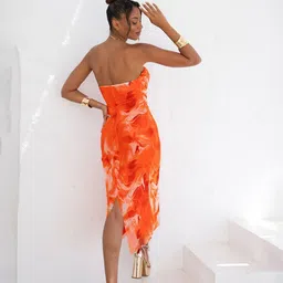 LULU & SKY Women Printed Strapless Bandeau Midi Dress image 4