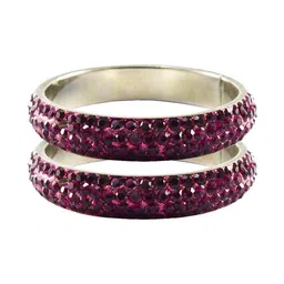 Vidhya Kangan Set Of 2 Gold-Plated Stone-Studded Bangles-image-49